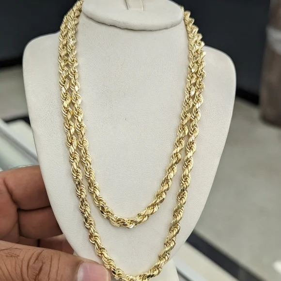 10kt real gold rope chain 5mm 28 be Inch